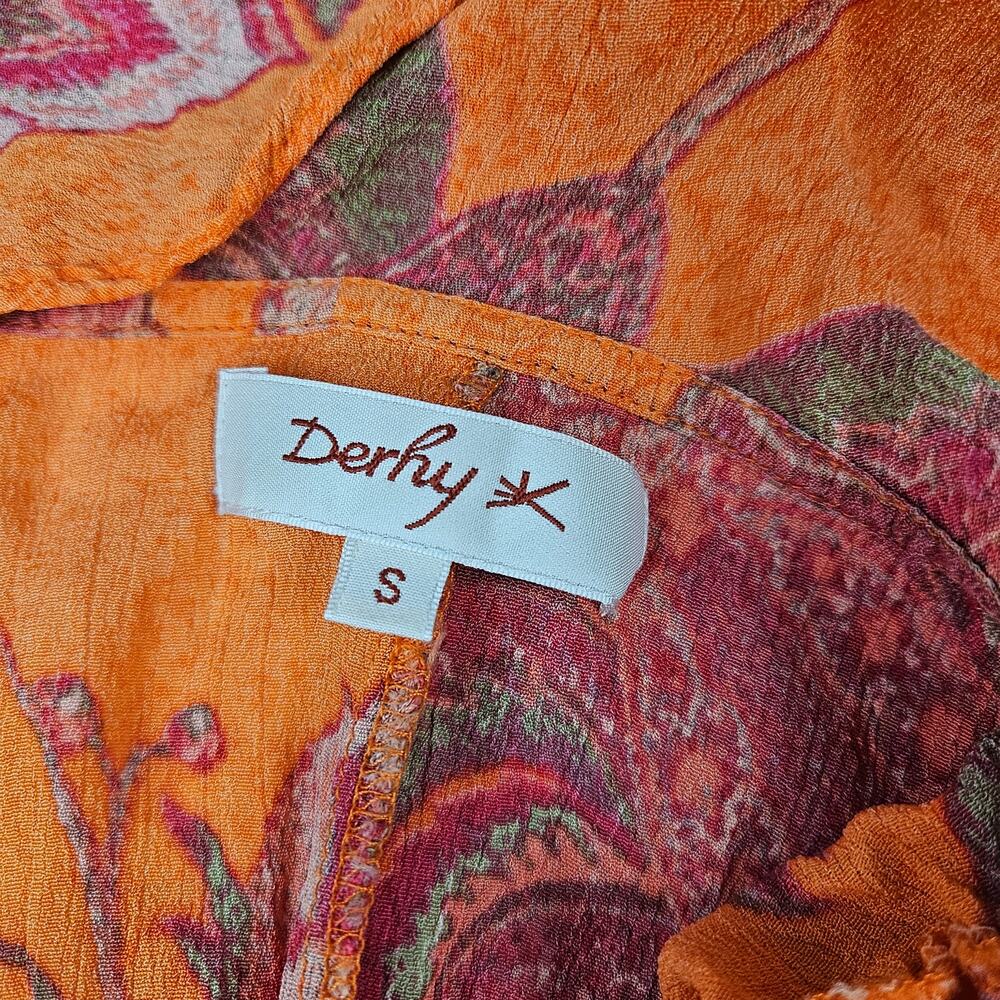 Euro Derhy Dress Orange Knee Length Floral - Small - Picture 5 of 7